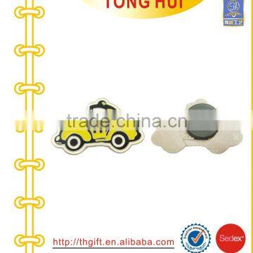 Metal Soft enamel badges yellow car shape