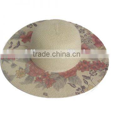 printing flower womens paper braided summer fashion straw beach hat