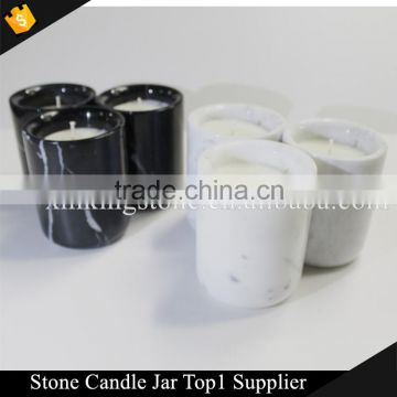 White Black marble candle holder/candle jar