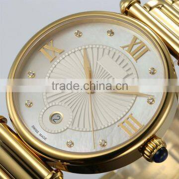 PVD Gold Ladies Stainless Steel Case Steel Back Watch Japan Quartz Movement Sapphire Glass With Gold Stainless Steel Band photo-5