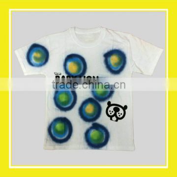 Baby Lion Kids Unisex Circle Blue Green With Spray Printed Short Sleeve White T-shirt