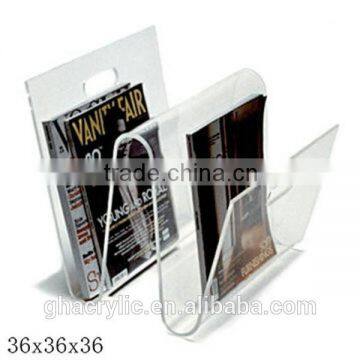 GH-RZ595 clear acrylic magazine rack/display shelf ls magazine models,customized acrylic magazine display rack