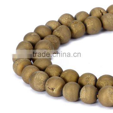 Hot Selling Gold Plated Drusy Agate Round Gemstone Loose Beads