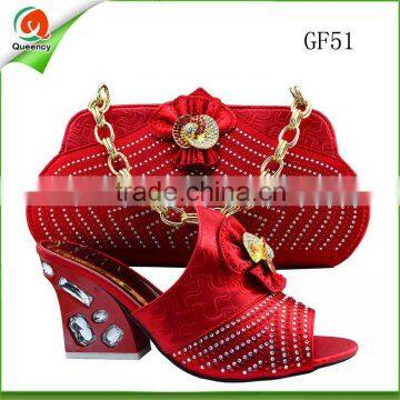 2016 women high quality italian leather shoes and matching bags in red