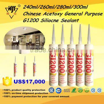 240ml/260ml/280ml/300ml Chinese Acetoxy General Purpose G1200 Siliocne Sealant