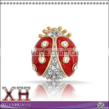 925 Sterling Silver Lady Bug Red Enamel Pendant Charms