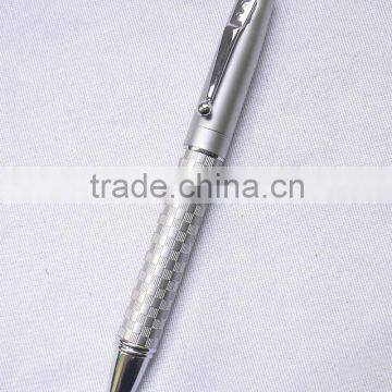 High quality grid pattern twist open metal ballpoint pen