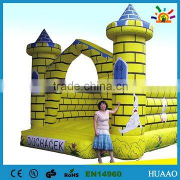 Commercial grade yellow brick castle inflatable bouncer for kids