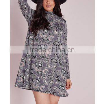 Factory Price Plus Size Floral Jersey Swing Dress photo-3