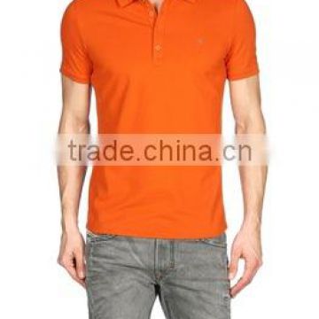 100% Cotton Custom Men Plain Orange Jeans Polo Shirt with 4 Buttons Placket