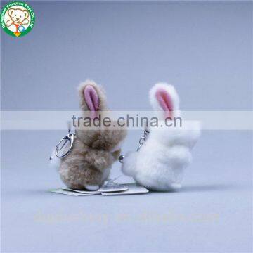 White and grey cute mini bunny animal stuffed toys keychain for sale