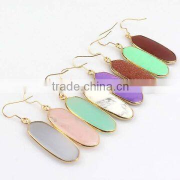 Semi-precious gem agate stone drop earring