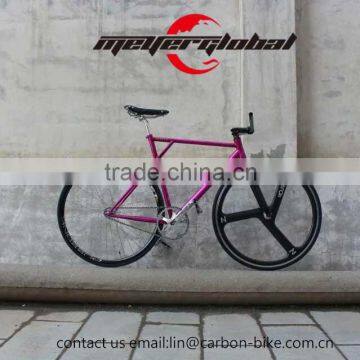 700C Single Speed fixed gear bike aero spoke wheel Steel frameset + carbon fiber handlebar + Zone carbon 3 spoke front wheel