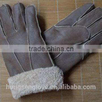 HS143 NEW! Brown Men's 100% REAL SHEEPSKIN SHEARLING NICE & WARM REAL LEATHER Glove& Mitts photo-2