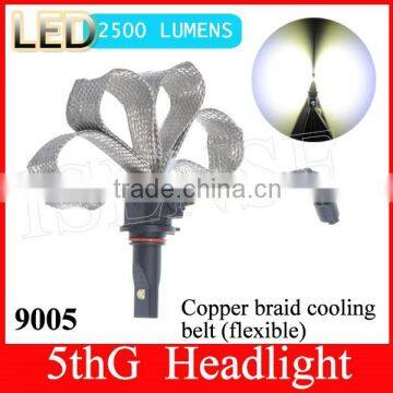 2500LM no fan Newest 5th generation 9005 IP65 flexible good quality all in one LED head lamp