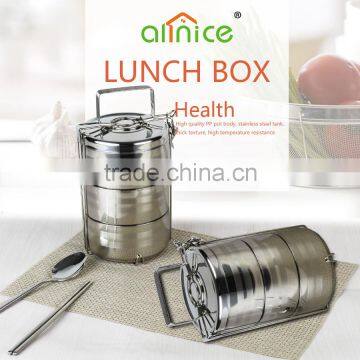 Hot sale protable multipurpose warmer leakproof stainless steel 3 layer food container with fixed stand for student