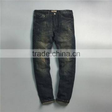 OEM service type men gender streetwear cotton straight whisker wash denim jeans