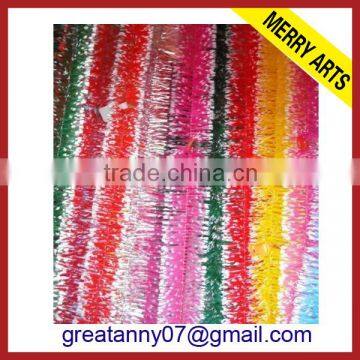 Hot sale 2015 wholesale snow decorated colors thick pvc tinsel garland customed