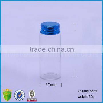 95ml Clear Neck Finish Glass Vials For Perfumes With Blue Aluminum Continuous Thread Cap With liner