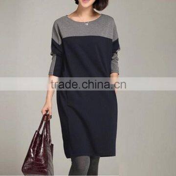 Women Casual garment factory in china ladies' casual loose knitted dress with long sleeves