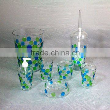 Acrylic Green Round Dots Bathroom accessories/Sets