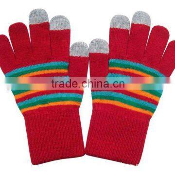 Striped Knitted Touch screen gloves