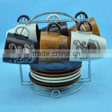 200 cc cafe design ceramic coffee cup with saucer