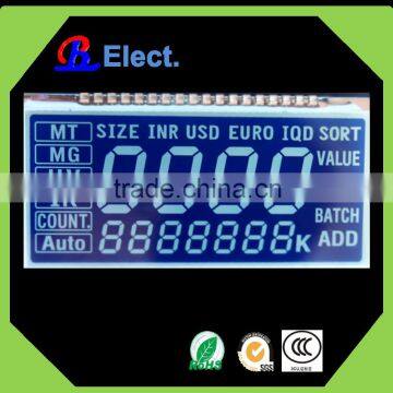 negative money-counting lcd display,counter display,blue transparent STN,white LED