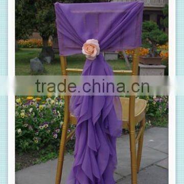 YHS#519 chiffon back cover polyester banquet wedding wholesale chair cover sash bow