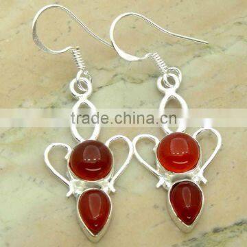 GENUINE CARNELIAN AND .925 sterling silver EARRINGS