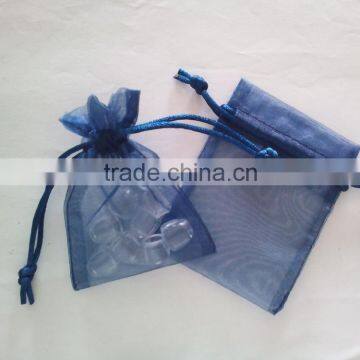 blue custom drawstring organza gift bag wholesale