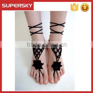 V-994 Crochet Foot Anklet Jewelry Crochet Tribal Foot Sandals Foot Jewelry Handmade Bracelet Anklet Chain