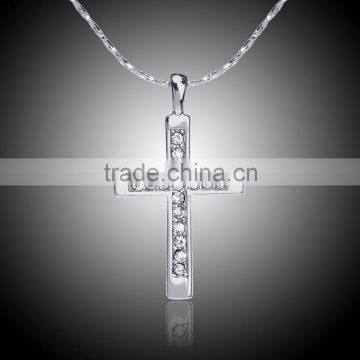 2015 fashion pure white gold statement cross necklace