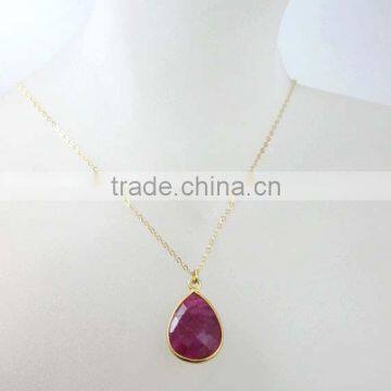Sterling Silver Dyed Ruby Gemstone necklace