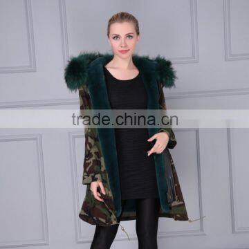 Girl Short Camouflage Fur Hooded Outwear Fauxe Fur Lining Padded Parka Coat Charming Style