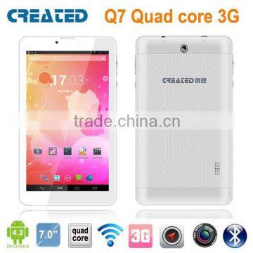 CREATED Q7 7 inch tablet pc 3G GPS Quad Core Dual SIM Slot Dual Standby android 4.2 3G/GPS/Bluetooth/FM