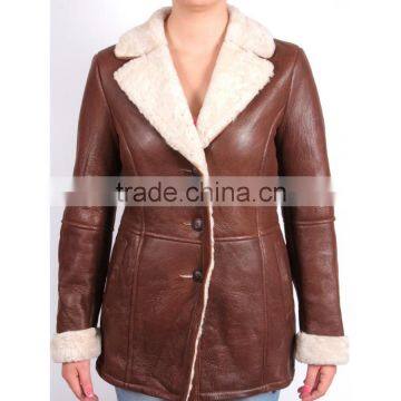 Ladies Fashion Sheepskin Blazer Jacket Of Brown Color