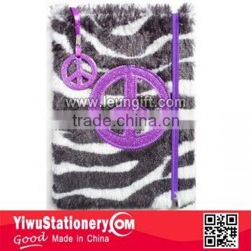 Zebra Fabric Embroider applique logo customized plush notebook