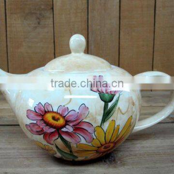 Wholesale handpaint daisy ceramic tea coffee pot