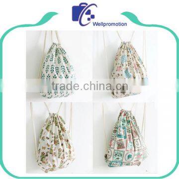 Print Cotton Canvas Wholesale Drawstring Bags photo-2