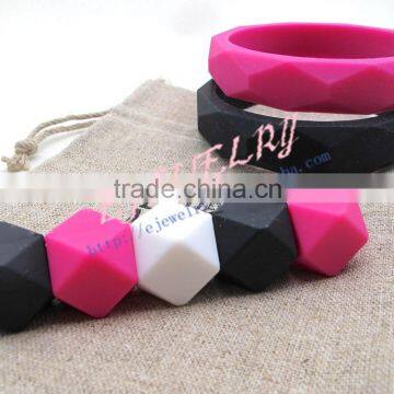 Multicolor Hexagon Teething Beads Necklace Silicone Teething Necklace Wholesale TN018 photo-4