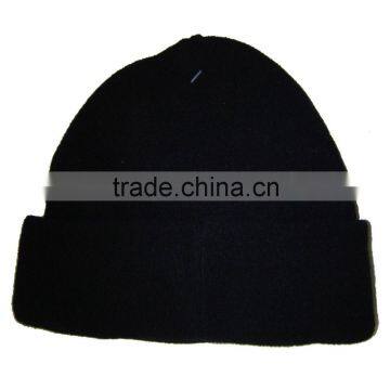 ladies plain black polar fleece beanie cap