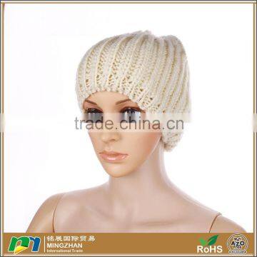 Women soild color Warm Embroidery 100% Acrylic Knitted Hat