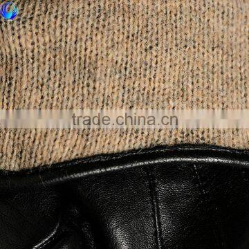 Factory Custom Wool Lined Ladies Black Tight Sheepskin Leather Touch Gloves photo-2