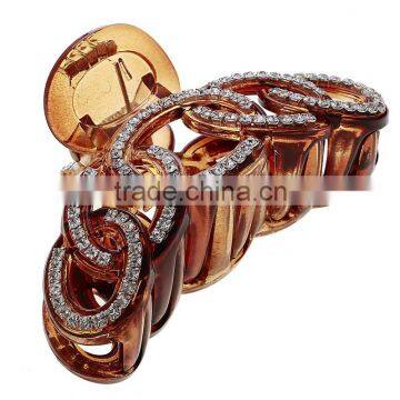 Retro Exquisite Transparent Headwear Clamp Ornament Good Quality Amber Color Crossed Circle Hair Claw Jewelry For Women