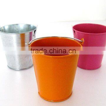 Round Metal Colorful Bucket with Handle