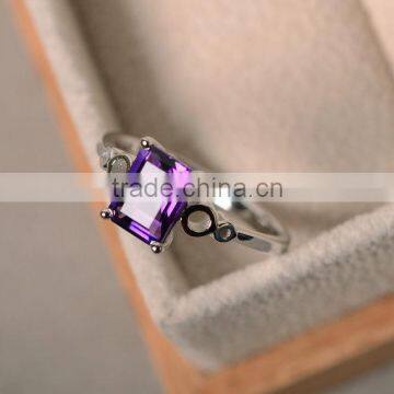 falak gems Natural amethyst ring, purple amethyst gemstone, solitaire engagement, sterling silver rings