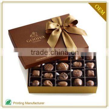 2015 Custom Chocolate Gift Packaging Box With Printing Ribbon Hot Stamping