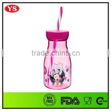 12oz Promotion Bpa Free Plastic Single Wall Milk Bottle With Straw