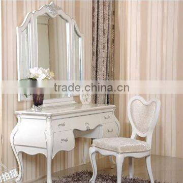 White bedroom furniture dresser table mirror and chair